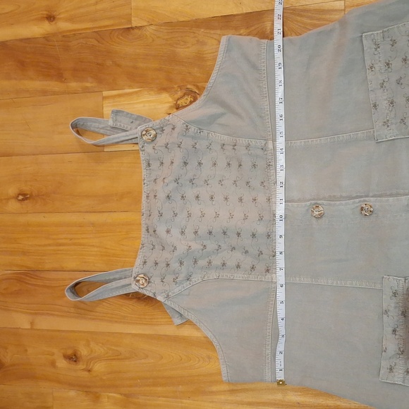 Vintage 90's Nina Piccalino Cotton Overall Dress Sage Green Plus Size XXL Floral - Picture 11 of 13